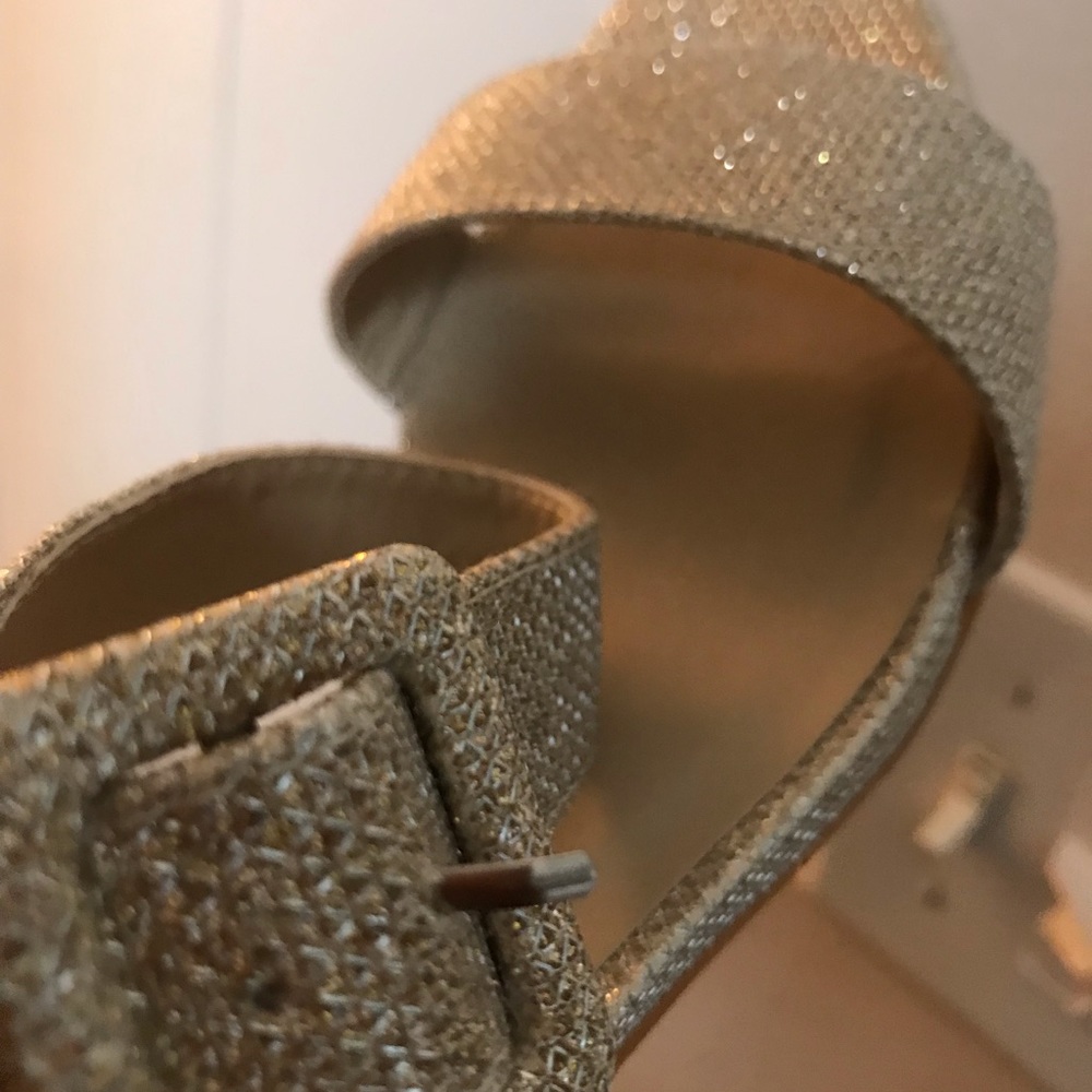 Ladies heels ,light gold low heel, ankle straps